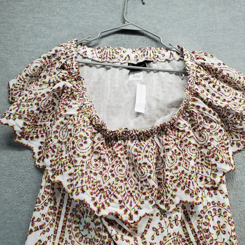 New York & Company Women Dress XL White Embroidered Eyelet Off The Shoulder NWT - Picture 2 of 10